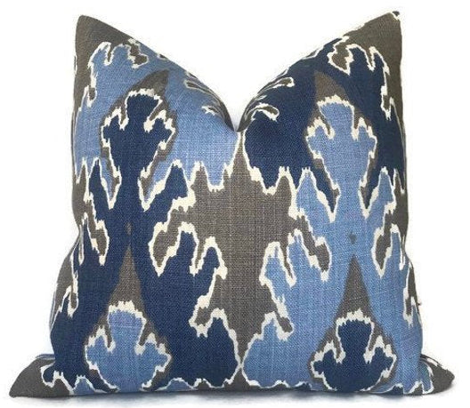 dekowe Bengal Bazaar Pillow Cover in Grey Indigo Kelly Wearstler Textiles