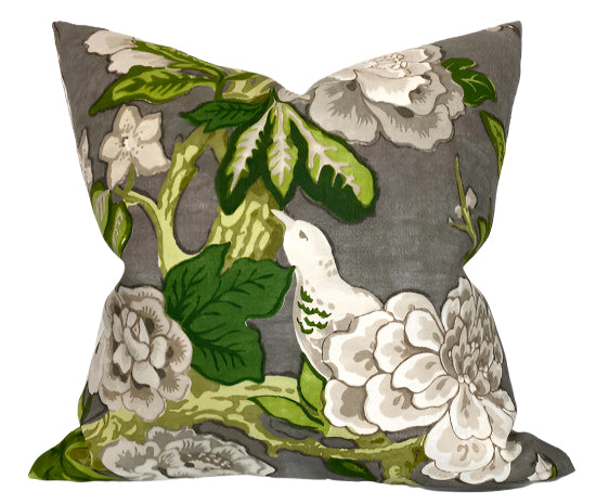 dekowe Bermuda Blossoms Pillow Cover in Slate Schumacher Textiles