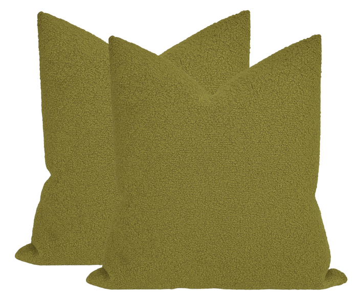 Dekowe Boucle Pillow Cover In Green Designer Woven Pillows