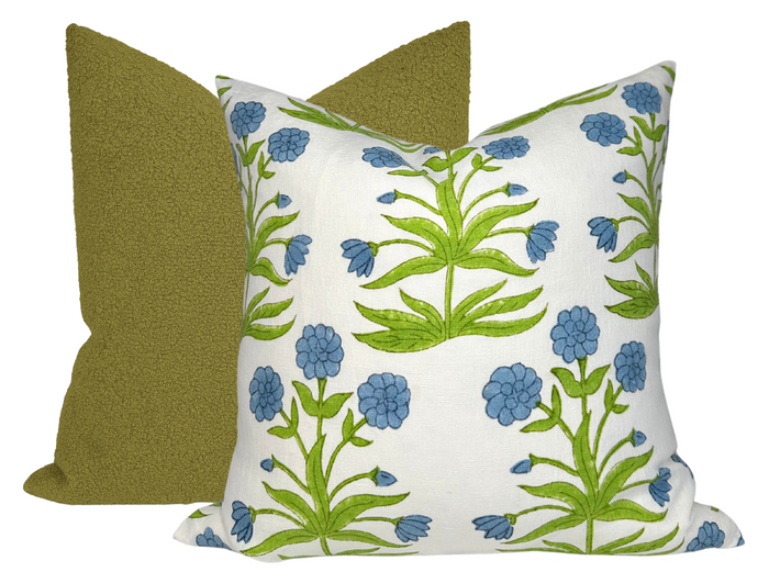 Dekowe Boucle Pillow Cover In Green Designer Woven Pillows