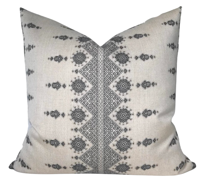 dekowe Carmania Pillow Cover in Charcoal Indoor Outdoor Pillows Peter Dunham Textiles