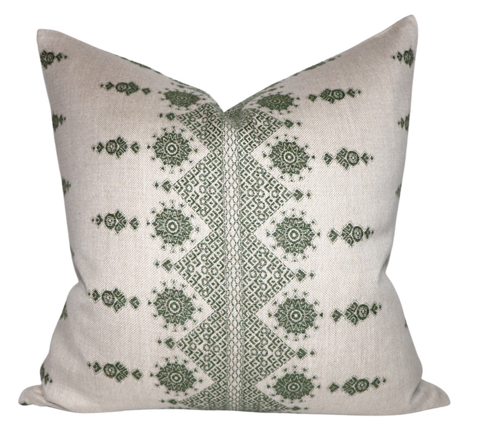 dekowe Carmania Pillow Cover in Green Indoor Outdoor Pillows Peter Dunham Textiles