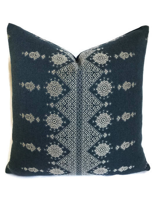 dekowe Carmania Pillow Cover in Indigo Indoor Outdoor Pillows Peter Dunham Textiles