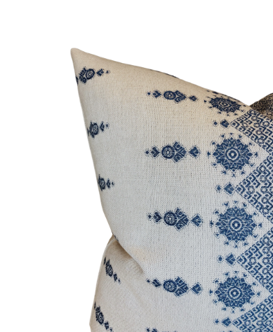 Dekowe Carmania Pillow Cover In Indigo On Natural Indoor Outdoor Pillows Peter Dunham Textiles