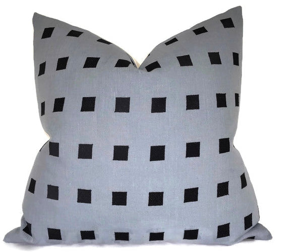 dekowe Chalet Embroidered Pillow Cover in Dusk Blue Kelly Wearstler Textiles