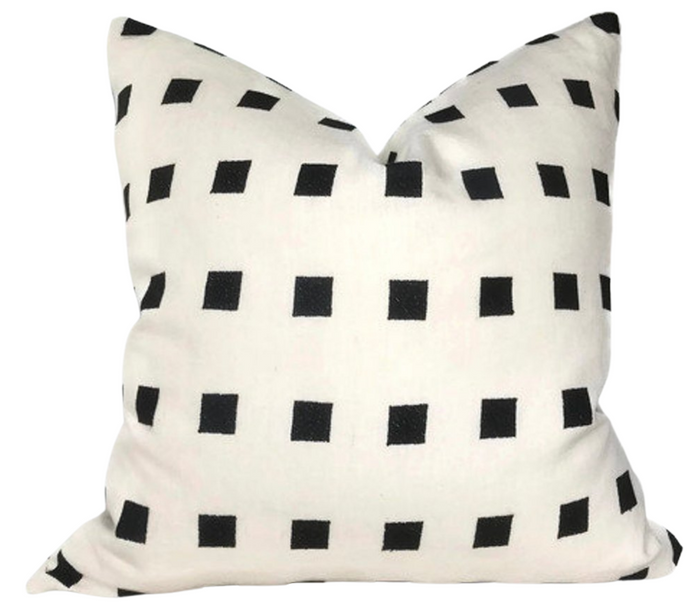 dekowe Chalet Embroidered Pillow Cover in Ivory + Black Kelly Wearstler Textiles