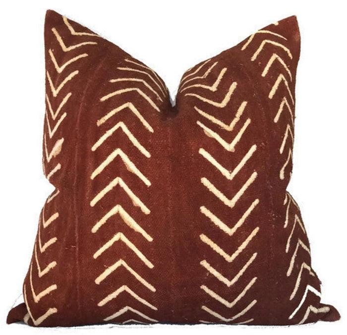 dekowe Chevron Print Mudcloth Pillow Cover in Copper