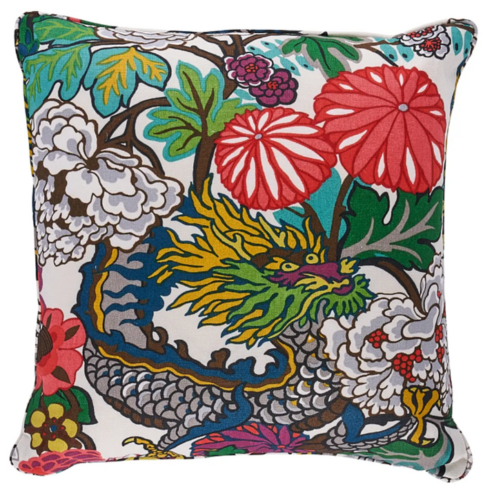 dekowe Chiang Mai Dragon Pillow Cover in Alabaster Schumacher Textiles