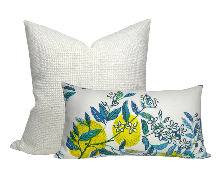 Dekowe Citrus Garden Pillow Cover In Pool Blue F. Schumacher Textiles