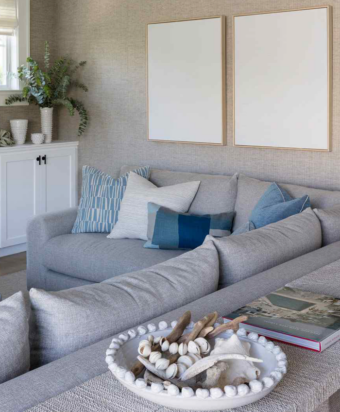 Dekowe Collage Pillow Cover In Indigo Gray Peter Dunham Textiles