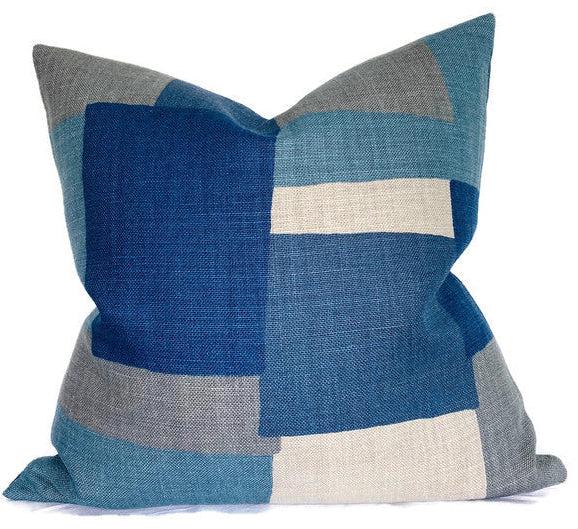 dekowe Collage Pillow Cover in Indigo Gray Peter Dunham Textiles