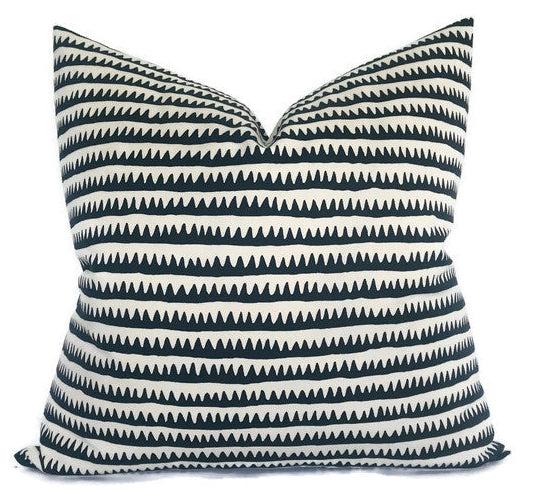 dekowe Corfu Stripe Pillow Cover in Black Schumacher Textiles