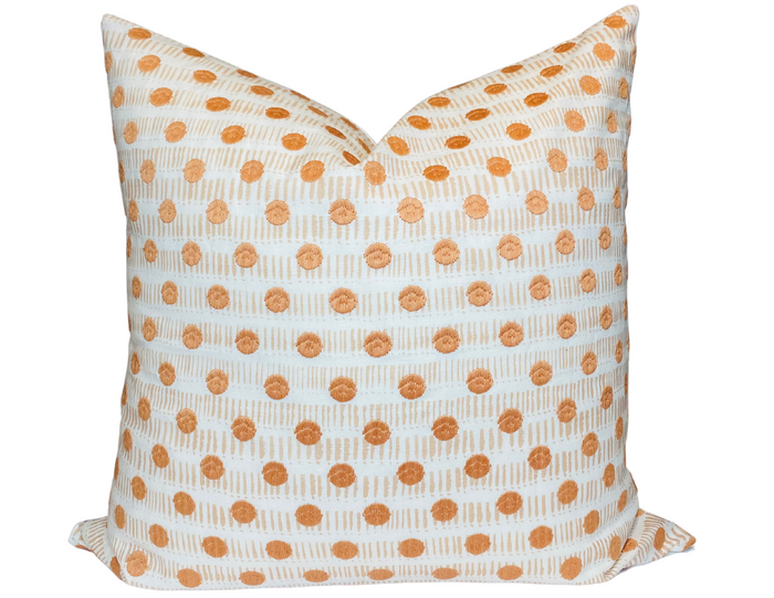 dekowe Dash Dot Embroidered Pillow Cover in Blush Rebecca Atwood Textiles