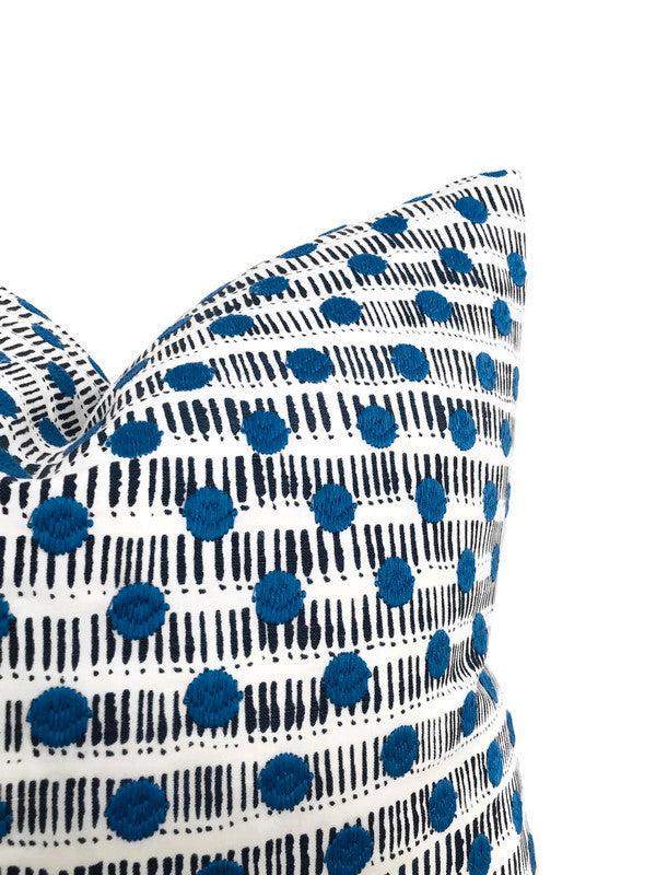 Dekowe Dash Dot Embroidered Pillow Cover In Navy Rebecca Atwood Textiles