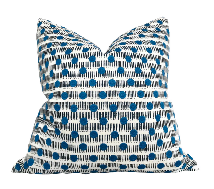 dekowe Dash Dot Embroidered Pillow Cover in Navy Rebecca Atwood Textiles