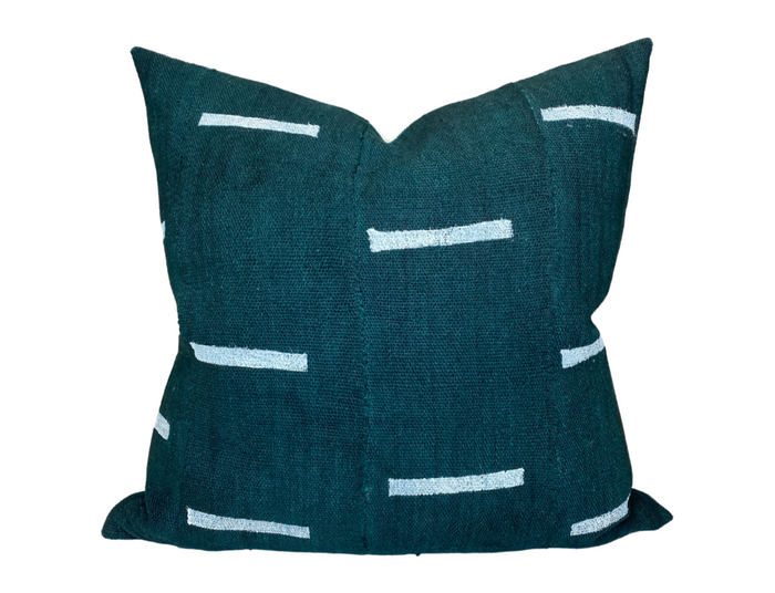dekowe Dashes Print Mudcloth Pillow Cover in Hunter Green