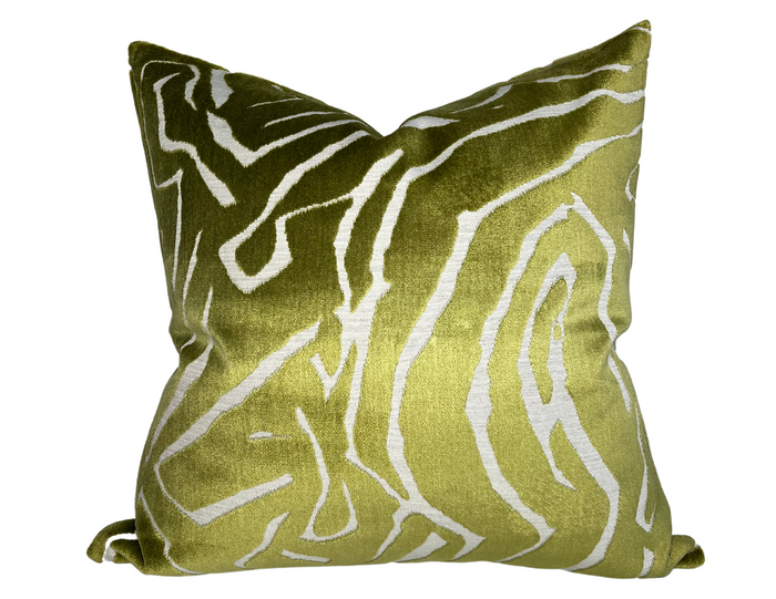 dekowe Abstract Velvet Pillow Cover in Green