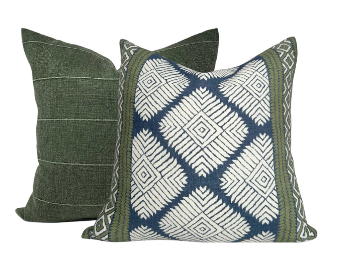 Dekowe Austin Pillow Cover In Bluestone + Green