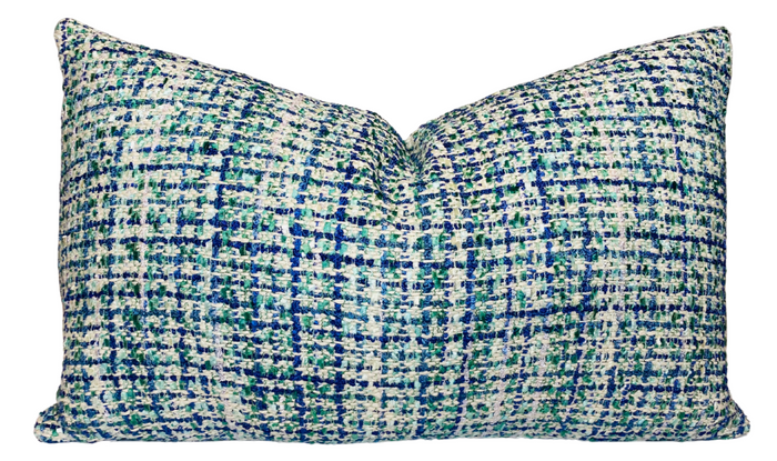 dekowe Babe's Tweed Pillow Cover in Blue + Green
