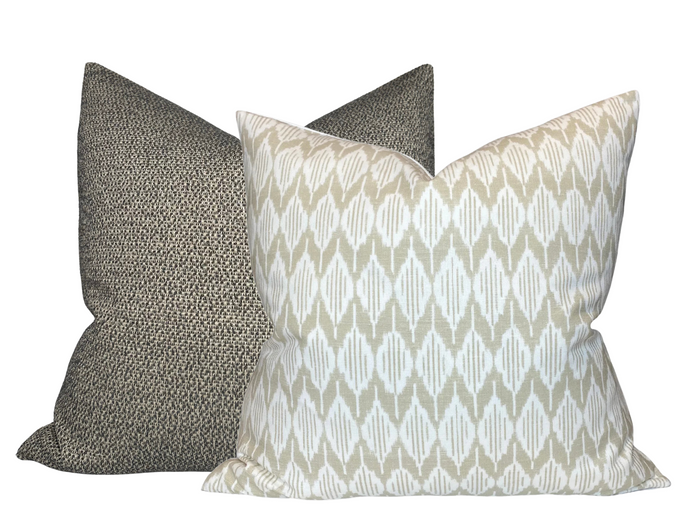 Dekowe Balin Ikat Pillow Cover In Beige