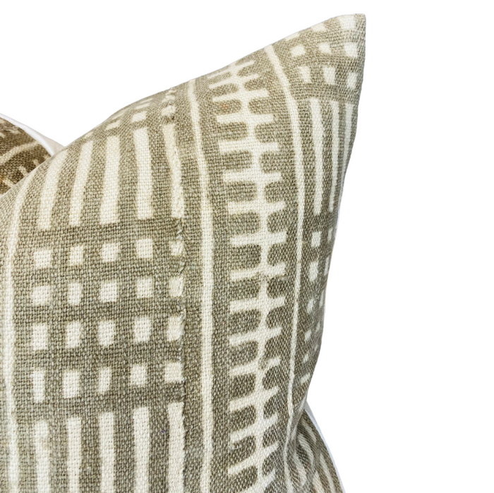 Dekowe Batik Print Mudcloth Pillow Cover In Taupe