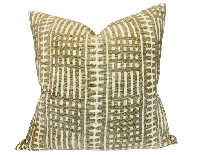 dekowe Batik Print Mudcloth Pillow Cover in Taupe