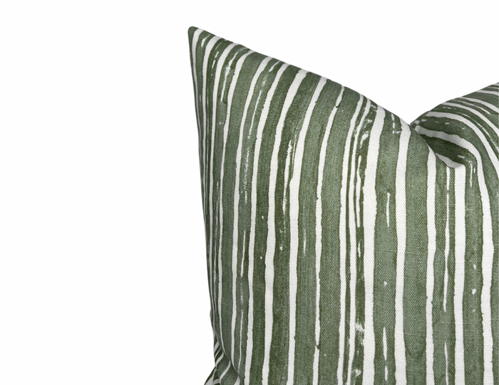 Dekowe Benson Stripe Pillow Cover In Pine Green