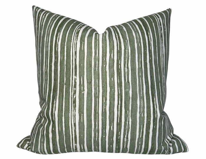dekowe Benson Stripe Pillow Cover in Pine Green