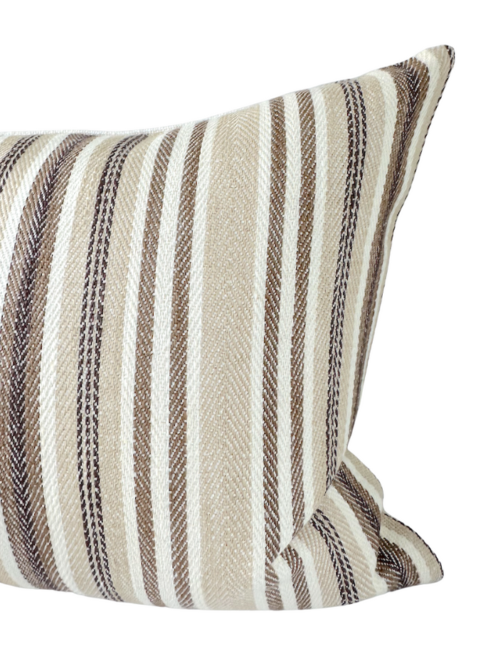Dekowe Bentley Stripe Pillow Cover In Tan