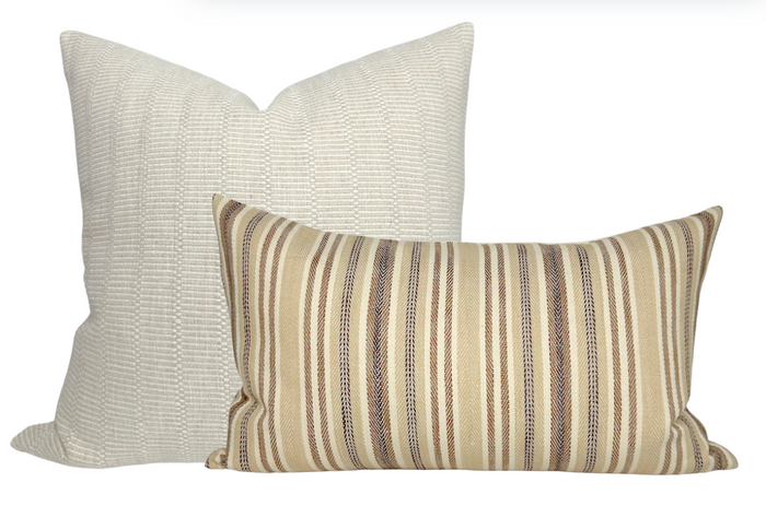 Dekowe Bentley Stripe Pillow Cover In Tan