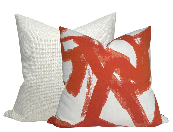 Dekowe Brushstrokes Pillow Cover In Persimmon