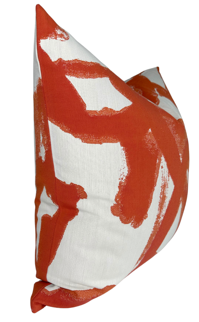 Dekowe Brushstrokes Pillow Cover In Persimmon