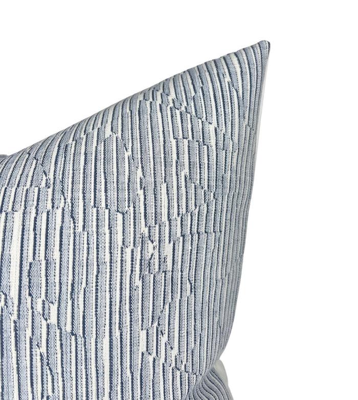 dekowe Cadence Striped Pillow Cover In Denim Blue