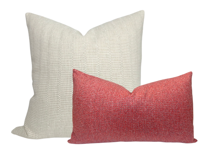 Dekowe Cell Gridded Pillow Cover In Red
