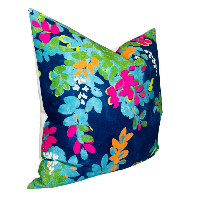 Dekowe Central Park Pillow Cover In Navy And Pink
