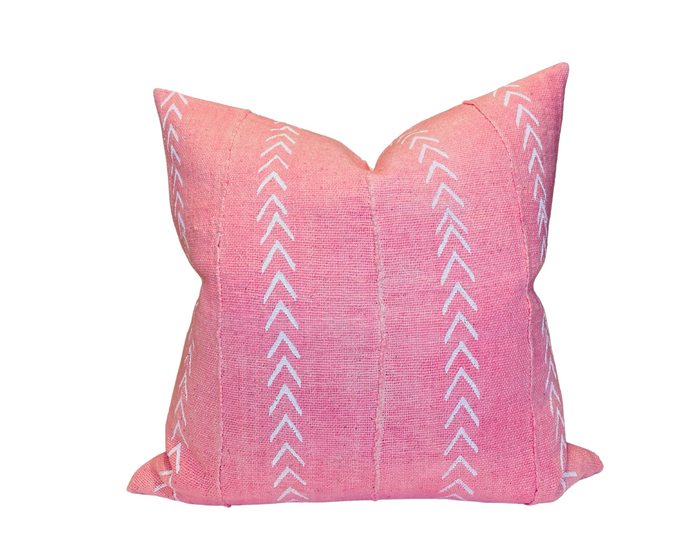 dekowe Chevron Print Mudcloth Pillow Cover in Pink