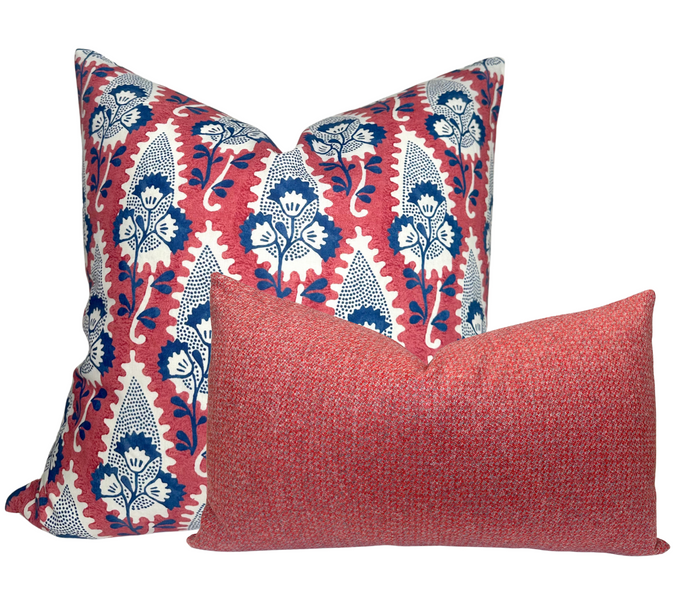 Dekowe Cornwall Floral Pillow Cover In Red