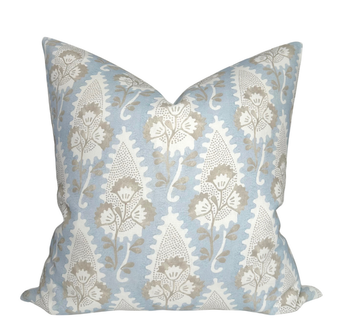 dekowe Cornwall Floral Pillow Cover in Sky Blue