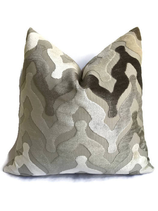 dekowe Crestwood Velvet Pillow Cover in Taupe