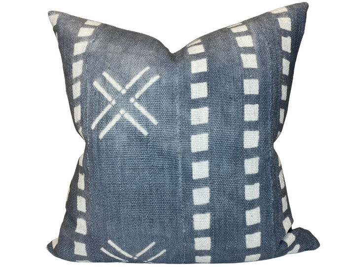 dekowe Cross Print Mudcloth Pillow Cover in Slate