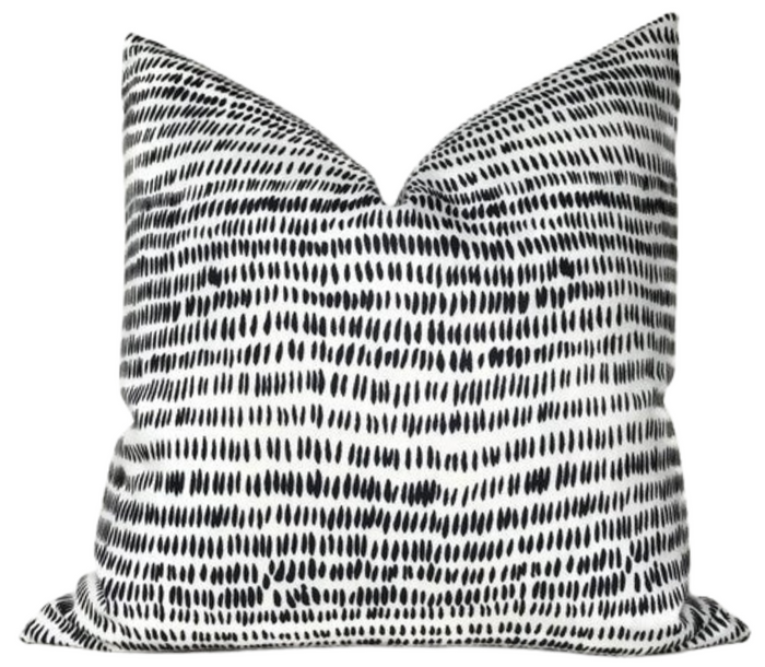 dekowe Dashes Pillow Cover in Midnight Black