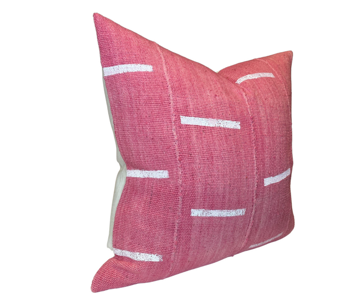 Dekowe Dashes Print Mudcloth Pillow Cover In Pink