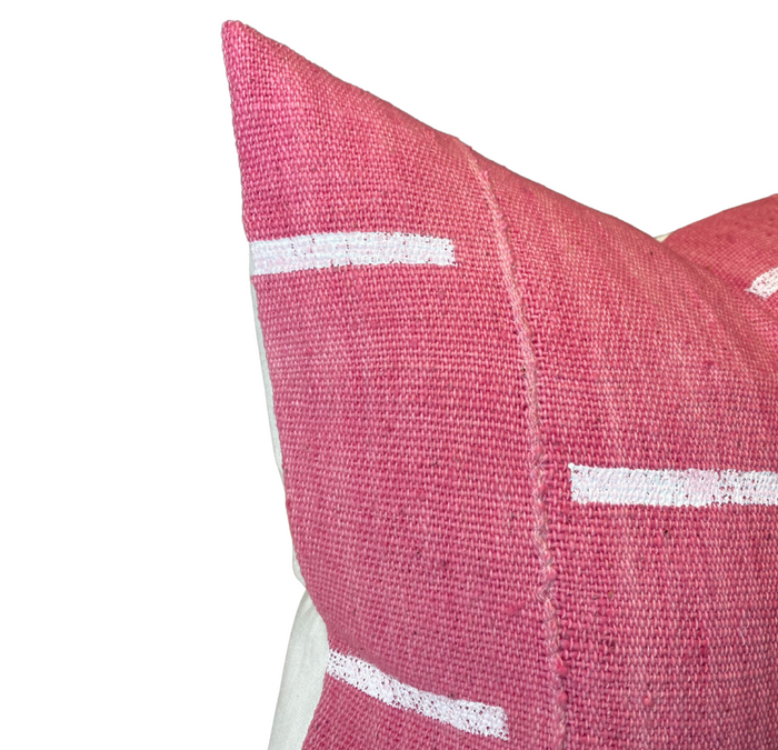 Dekowe Dashes Print Mudcloth Pillow Cover In Pink