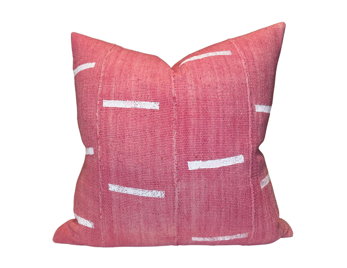 dekowe Dashes Print Mudcloth Pillow Cover in Pink