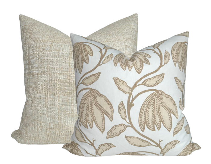 Dekowe Desert Floral Pillow Cover In Birch Natural