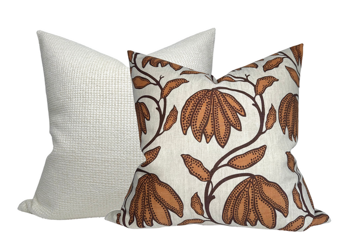 Dekowe Desert Floral Pillow Cover In Ochre