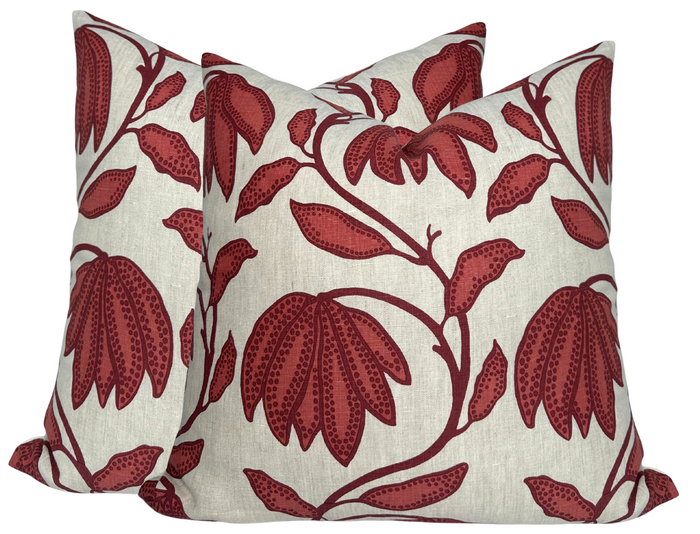 Dekowe Desert Floral Pillow Cover In Sunbaked Red