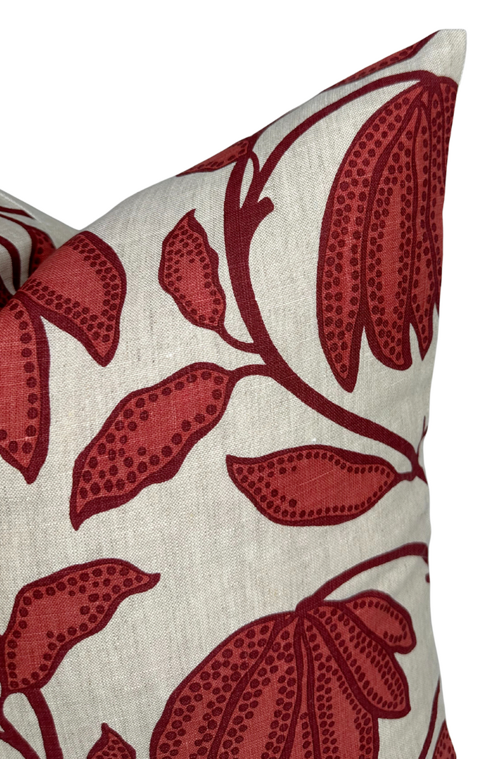 Dekowe Desert Floral Pillow Cover In Sunbaked Red