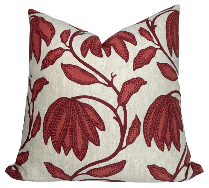 dekowe Desert Floral Pillow Cover in Sunbaked Red