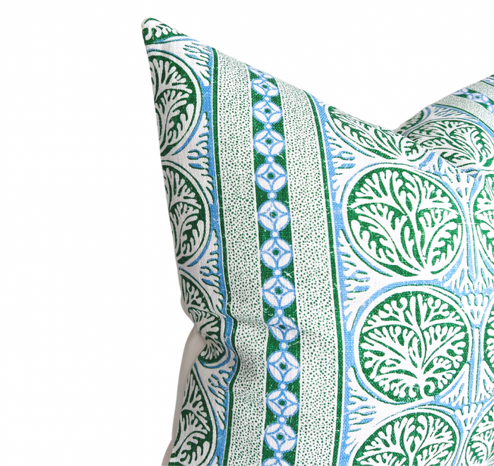 Dekowe Fair Isle Pillow Cover In Blue And Green